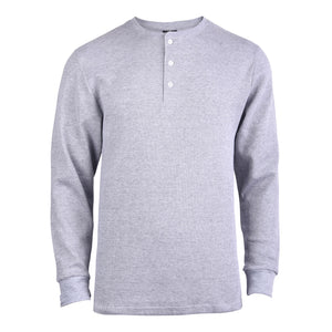 KNOCKER MEN'S WAFFLE-KNIT THERMAL HENLEY SHIRT