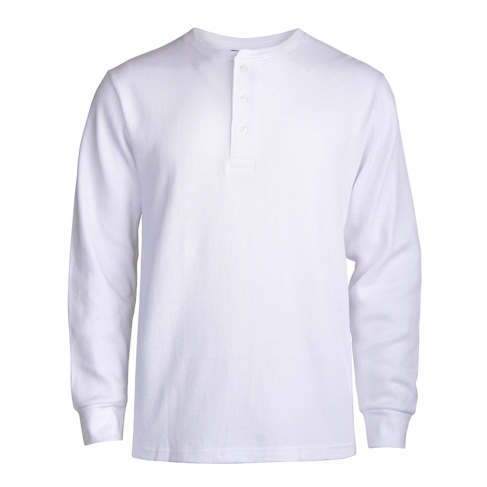 
            
                Load image into Gallery viewer, KNOCKER MEN&amp;#39;S WAFFLE-KNIT THERMAL HENLEY SHIRT (MHS100_WHITE)
            
        