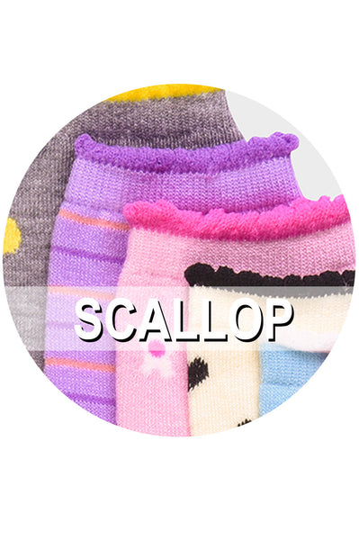 MOPAS GIRL'S COMPUTER CREW SOCKS (PR_SCALLOP) – Uni Hosiery Co Inc.