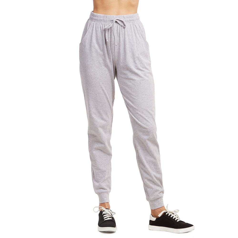 LADIES SINGLE JERSEY COTTON JOGGER PANTS WITH POCKETS (SJC7000_H.GRY)