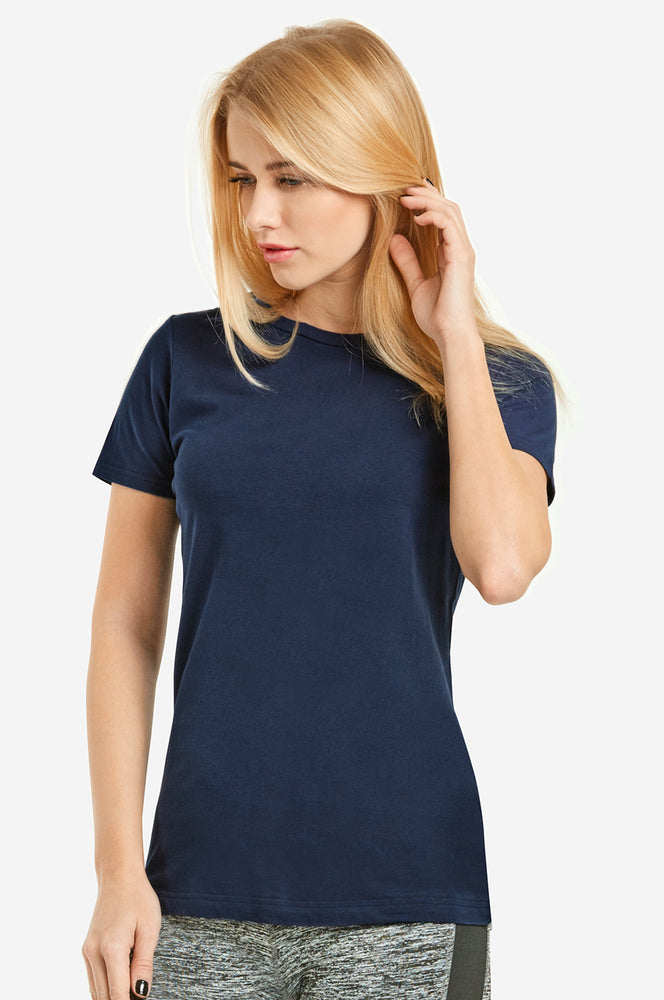SOFRA LADIES CLASSIC FIT CREW NECK T-SHIRT (TR021_NAVY)