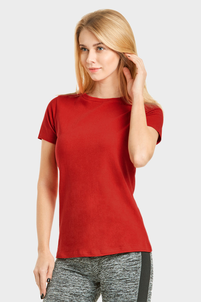 SOFRA LADIES CLASSIC FIT CREW NECK T-SHIRT (TR021_RED)