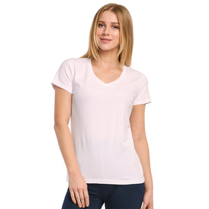 
            
                Load image into Gallery viewer, SOFRA LADIES CLASSIC FIT V NECK T-SHIRT (TV021_WHITE)
            
        