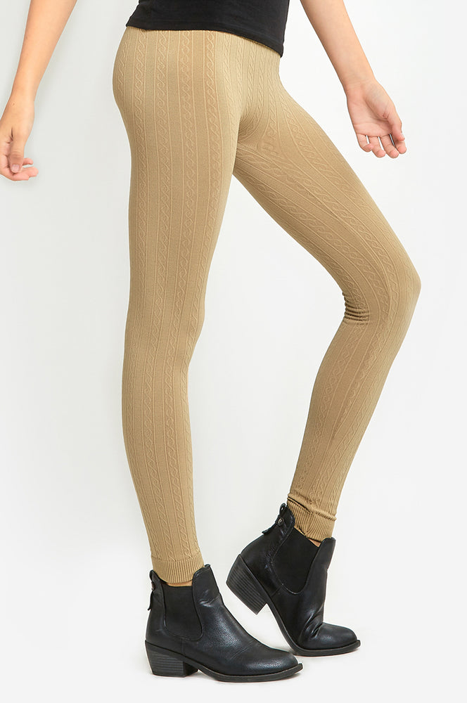 Ribbed Cable-Knit Effect Leggings 