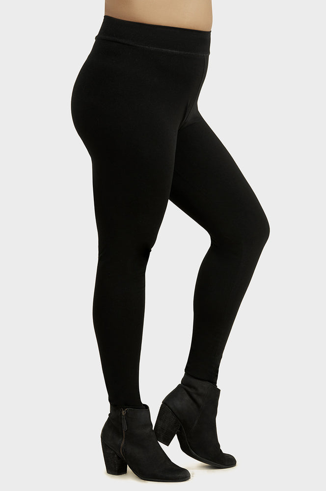 SOFRA LADIES COTTON LEGGINGS PLUS SIZE (WP4000X_BLACK)