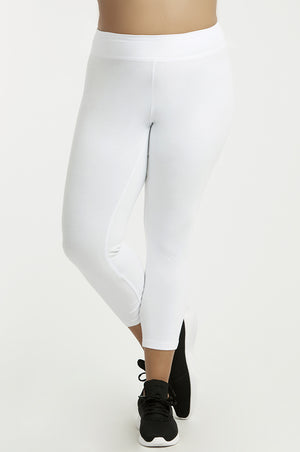 Plus Size Basic High Waist Leggings - White