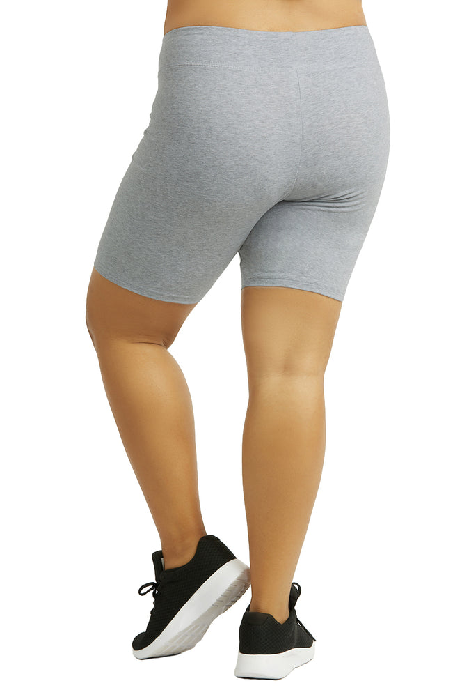 Sofra Ladies Cotton High Waist Outseam 15 Length Running Workout Biker  Shorts w/ Side Pockets