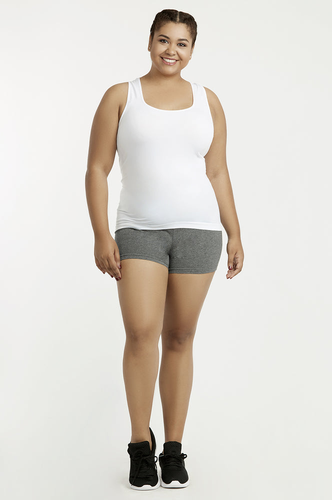 SOFRA COTTON LEGGING SHORTS 12 INCH OUTSEAM PLUS SIZE(WP4012X_CHC-GR)
