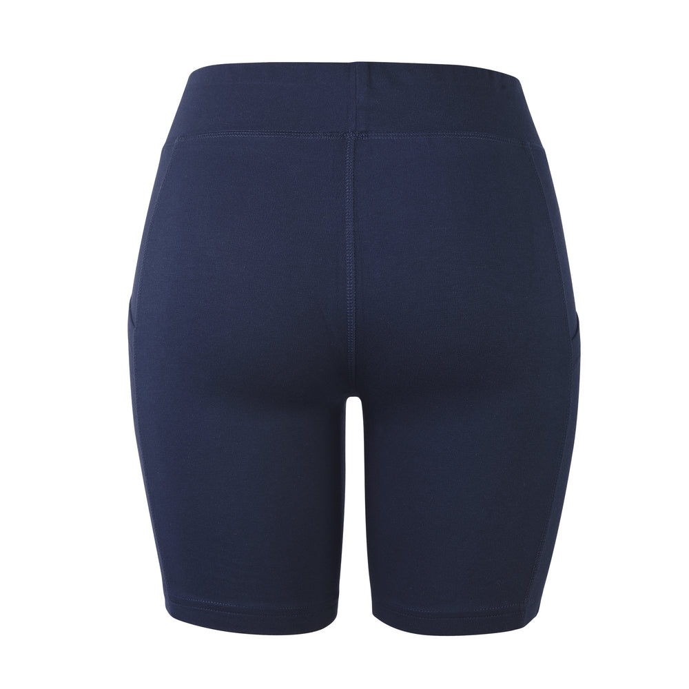 SOFRA LADIES COTTON 15 INCH OUTSEAM SHORTS WITH POCKETS (WP4115_NAVY)